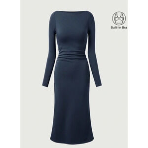 OGL Eco-Mouse Max Warm Brami Dress Size Medium Blue Ruched Sides Minimalist